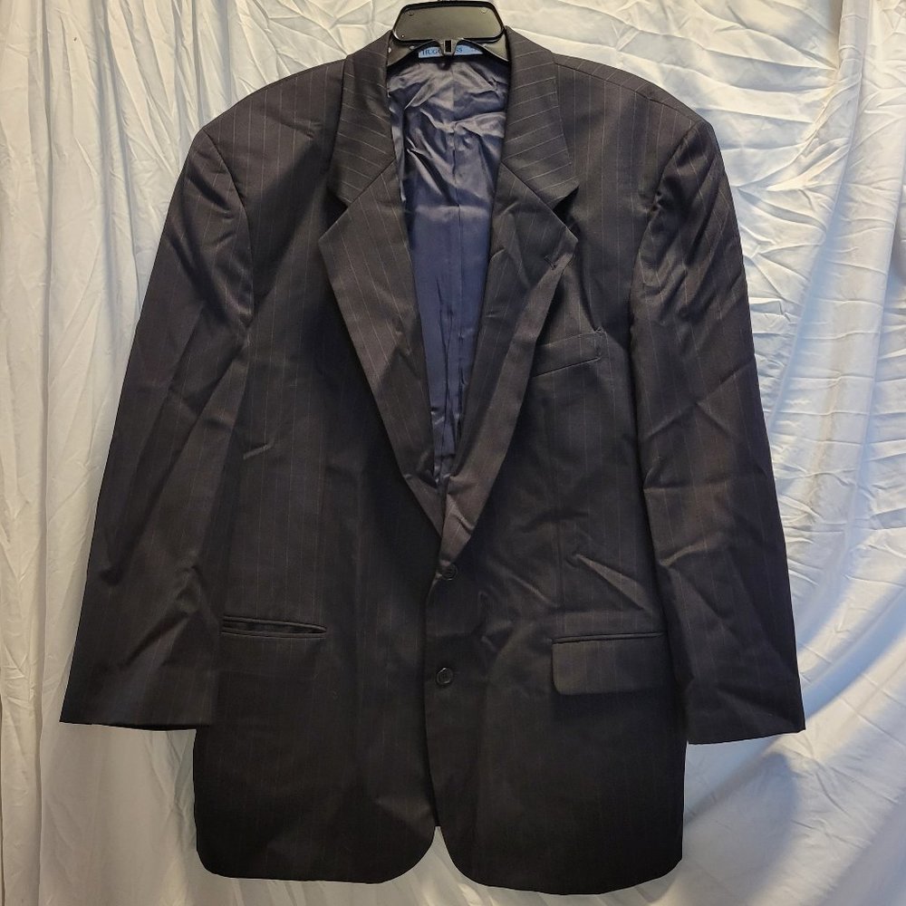 Hugo Boss Mens Corleone Catania Suit Jacket Navy Pinstripe 100% Wool Size 46R